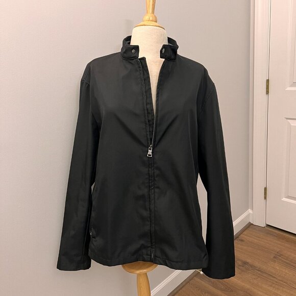 Banana Republic Black Moto Nylon Zip Jacket Sz XL - Picture 1 of 11